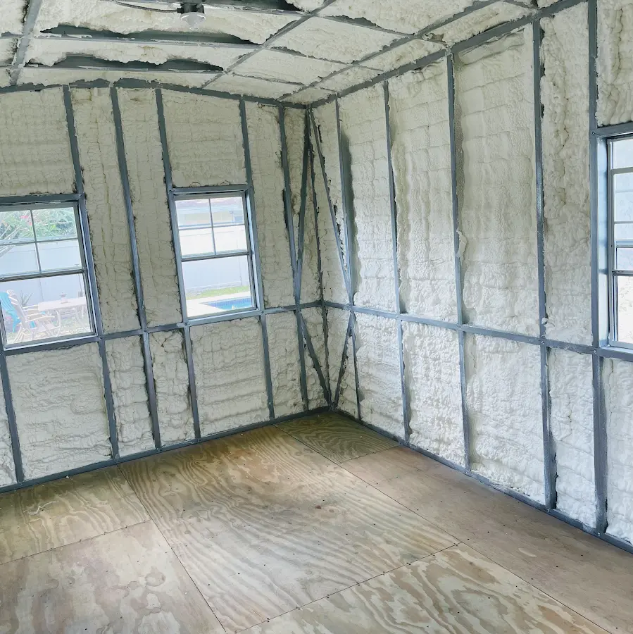 Closed-cell spray foam insulation applied to wall cavities in a residential project in Washington